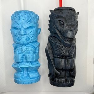 Set of 2 Game of Thrones Tiki Tumbler “Dragon” and “Night King” Cups w/Straws